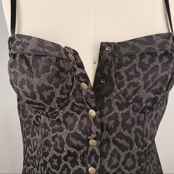 Green Leopard Print Bustier Size L - Picture 2 of 6